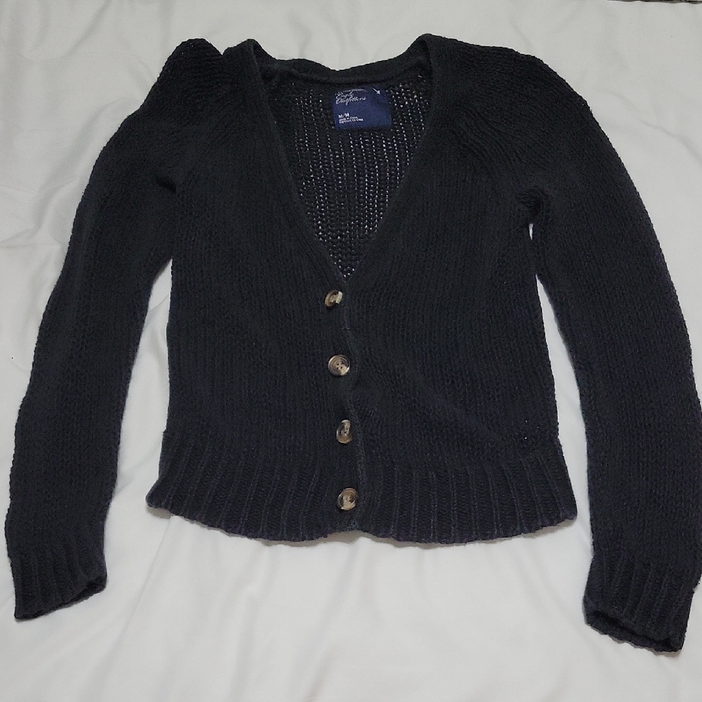 Knit Cardigan Black Sweater